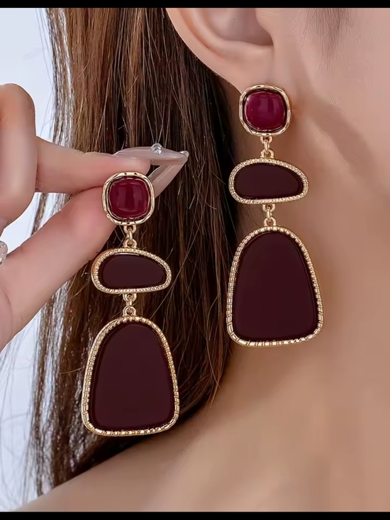 Anthropologie Jewelry - Red and Gold Drop Statement Earrings